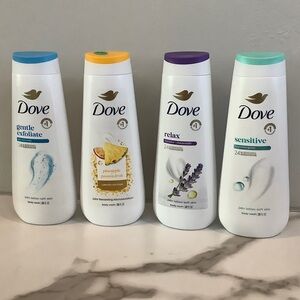 Dove Body Wash Set - Gentle, Exfoliate, Relax, Sensitive
